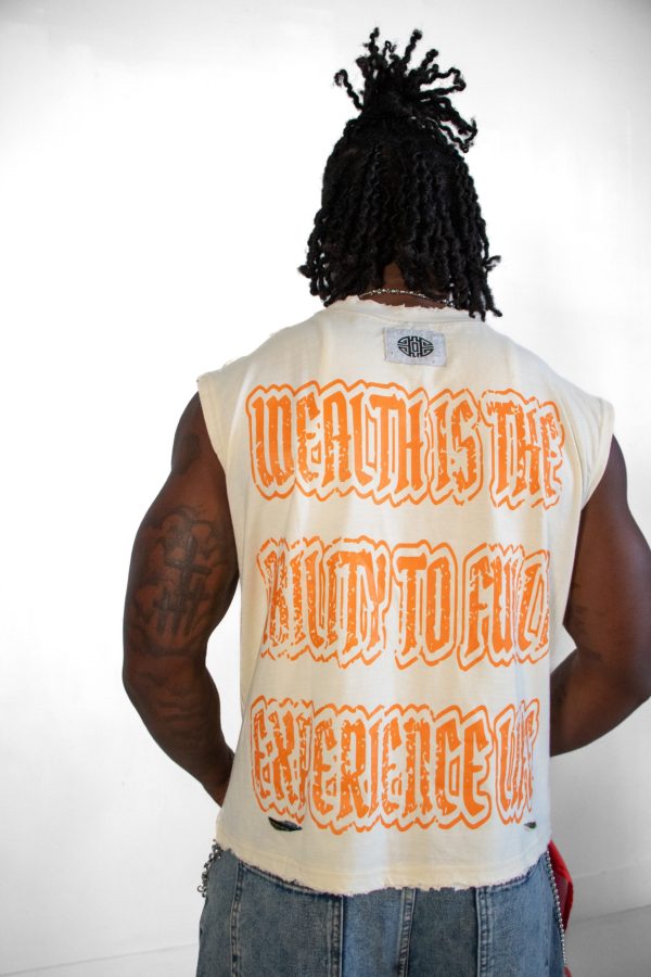 WEALTH IS THE ABILITY TO FULLY EXPERIENCE LIFE CUT SLEEVES SHIRT - Image 4