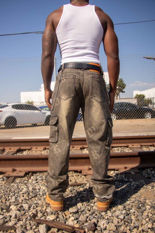 Laser printed REAL DIE WEALTHY FLARED CARGO PANTS - Image 5