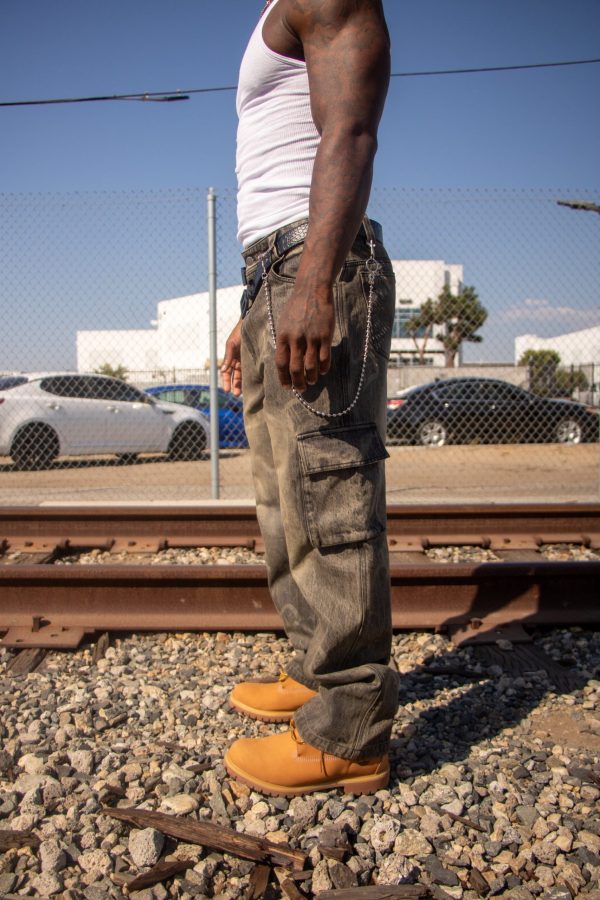 Laser printed REAL DIE WEALTHY FLARED CARGO PANTS - Image 6